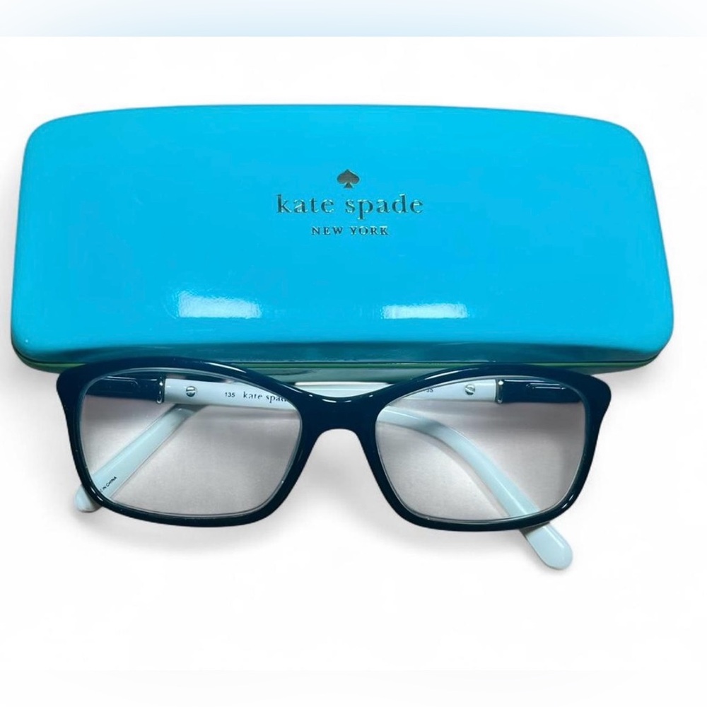 Kate Spade Black and White Glasses with Turquoise Case